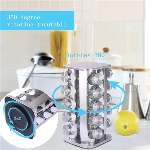 Rotating Spice Rack Organizer for Cabinet with Jars(20-Jar), Revolving Spice - Picture 6 of 6